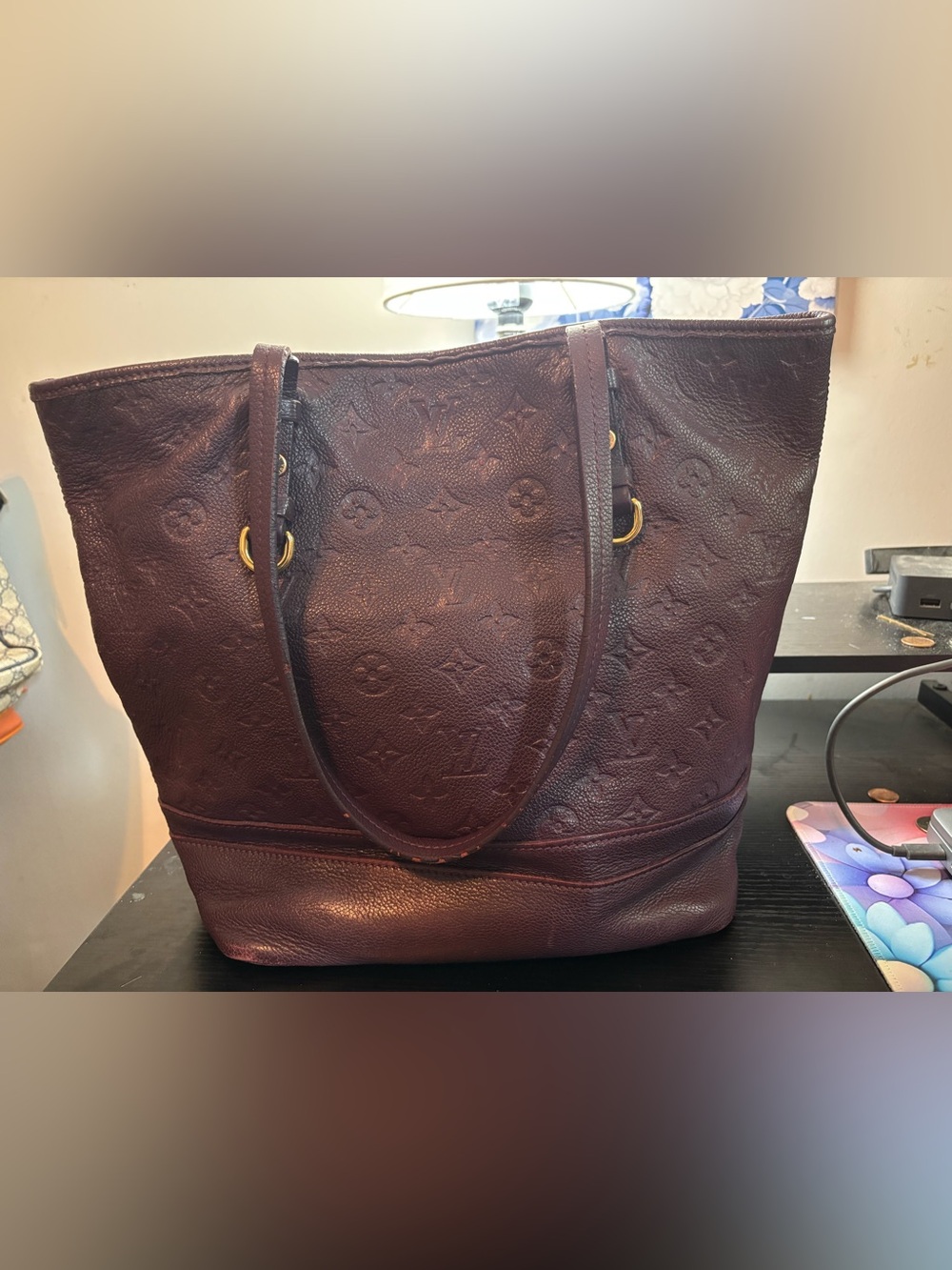 Authentic Louis Vuitton Citadine Empriente Leather Bag W/Dust Bag- Aube Purple - Picture 3 of 16